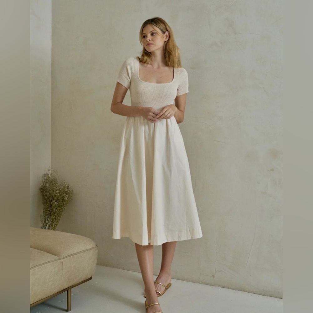 Lucy Paris Cream Midi Dress
